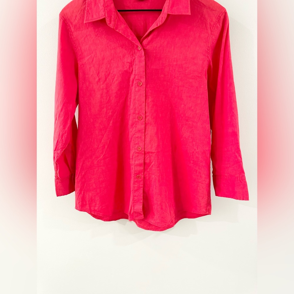 Theory Button Front Blouse Red Size Large - image 4